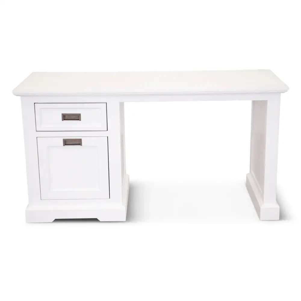 Laelia Study Computer Desk 150cm Office Executive Table Solid Acacia Wood -White - Furniture > Office