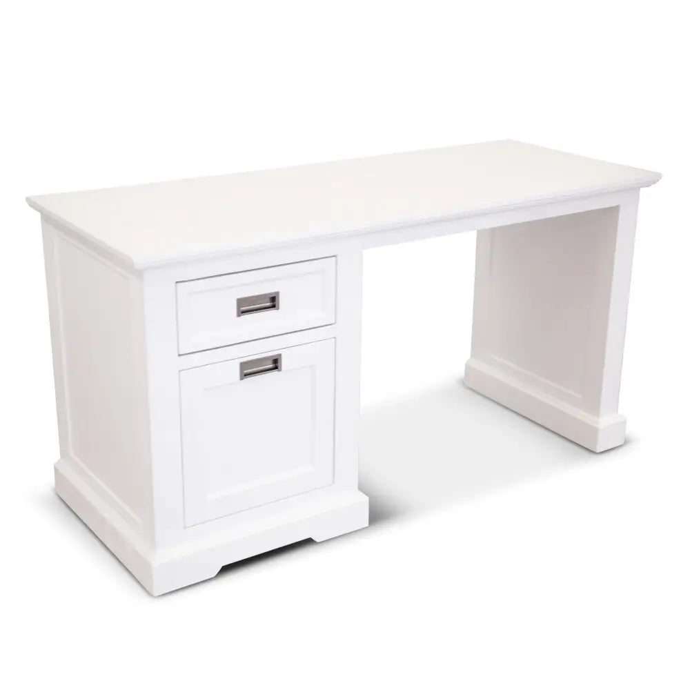 Laelia Study Computer Desk 150cm Office Executive Table Solid Acacia Wood -White - Furniture > Office