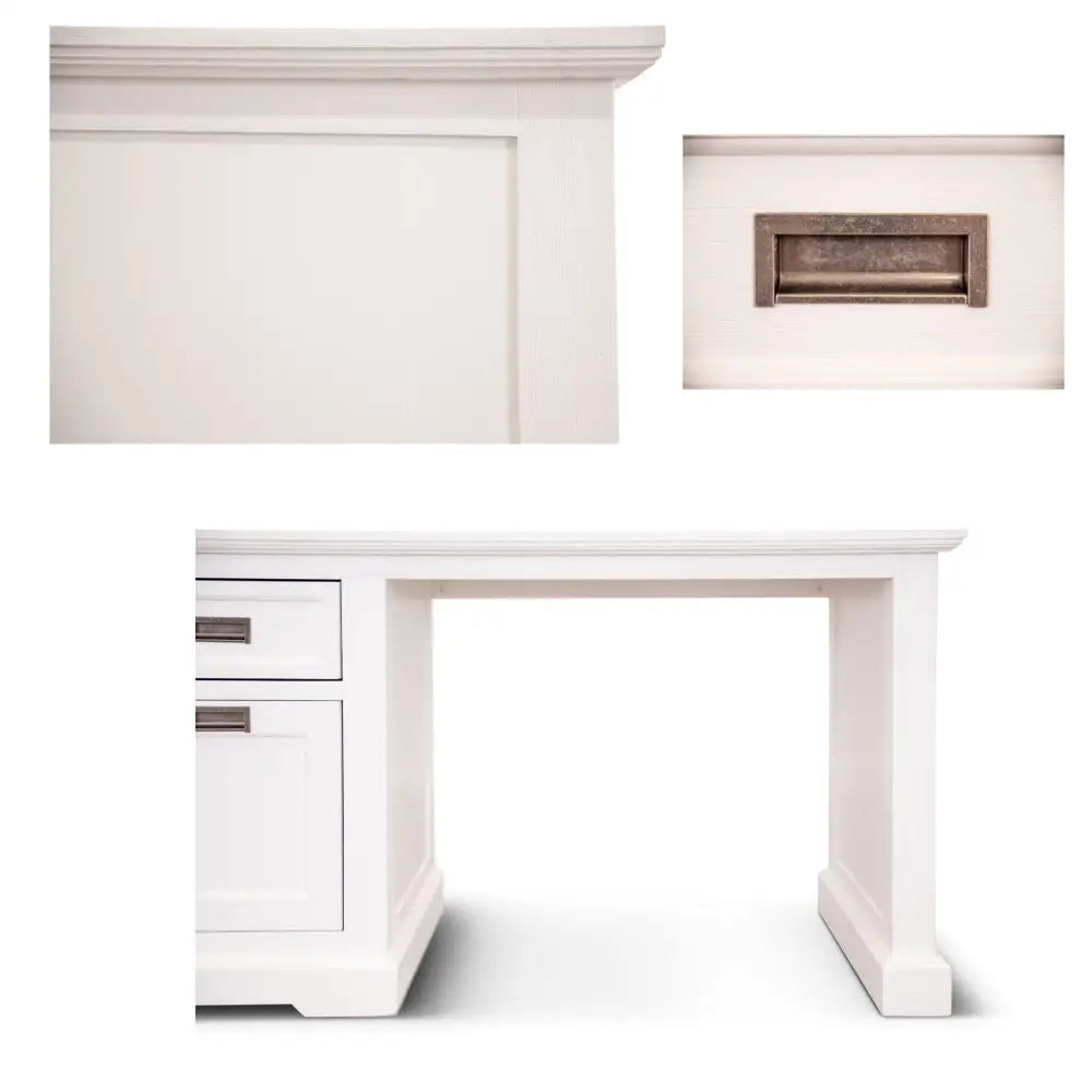 Laelia Study Computer Desk 150cm Office Executive Table Solid Acacia Wood -White - Furniture > Office
