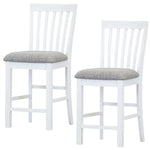 Laelia Tall Bar Chair Stool Set of 2 Solid Acacia Wood Coastal Furniture - White - Furniture > Bar Stools & Chairs >