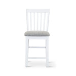 Laelia Tall Bar Chair Stool Set of 2 Solid Acacia Wood Coastal Furniture - White - Furniture > Bar Stools & Chairs >