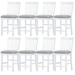 Laelia Tall Bar Chair Stool Set of 8 Solid Acacia Wood Coastal Furniture - White - Furniture > Bar Stools & Chairs >