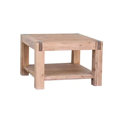 Lamp Table Open Storage Solid Wooden Frame in Classic Oak Colour - Furniture > Living Room