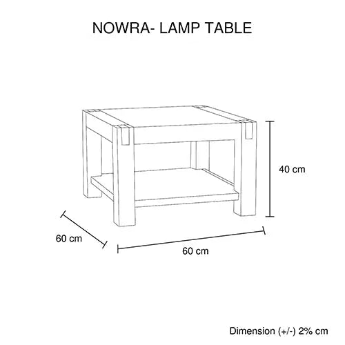 Lamp Table Open Storage Solid Wooden Frame in Classic Oak Colour - Furniture > Living Room