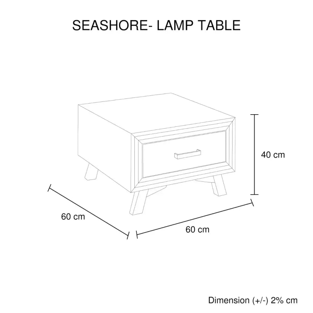 Lamp Table with 1 Storage Drawer Solid Wooden Frame in Silver Brush Colour - Furniture > Living Room