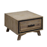 Lamp Table with 1 Storage Drawer Solid Wooden Frame in Silver Brush Colour - Furniture > Living Room
