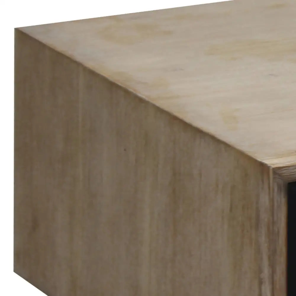 Lamp Table with 1 Storage Drawer Solid Wooden Frame in Silver Brush Colour - Furniture > Living Room