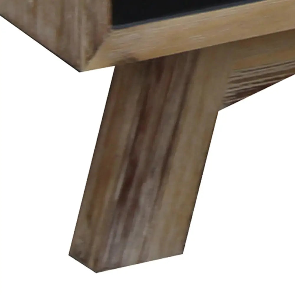 Lamp Table with 1 Storage Drawer Solid Wooden Frame in Silver Brush Colour - Furniture > Living Room