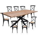 Lantana 9pc 240cm Dining Table 8 Black X-Back Chair Set Live Edge Acacia Wood - Furniture > Dining