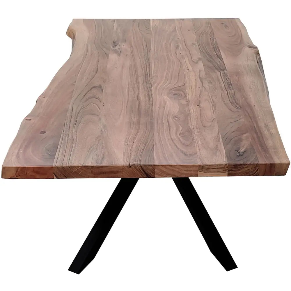 Lantana Coffee Table 130cm Live Edge Solid Acacia Timber Wood Metal Leg -Natural - Furniture > Living Room