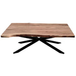 Lantana Coffee Table 130cm Live Edge Solid Acacia Timber Wood Metal Leg -Natural - Furniture > Living Room