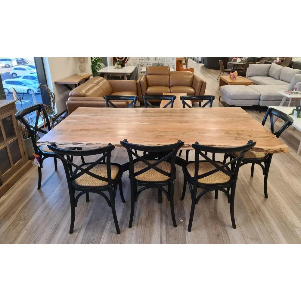 Lantana Dining Table 210cm Live Edge Solid Acacia Timber Wood Metal Leg -Natural - Furniture > Dining