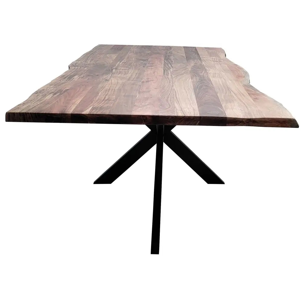 Lantana Dining Table 210cm Live Edge Solid Acacia Timber Wood Metal Leg -Natural - Furniture > Dining
