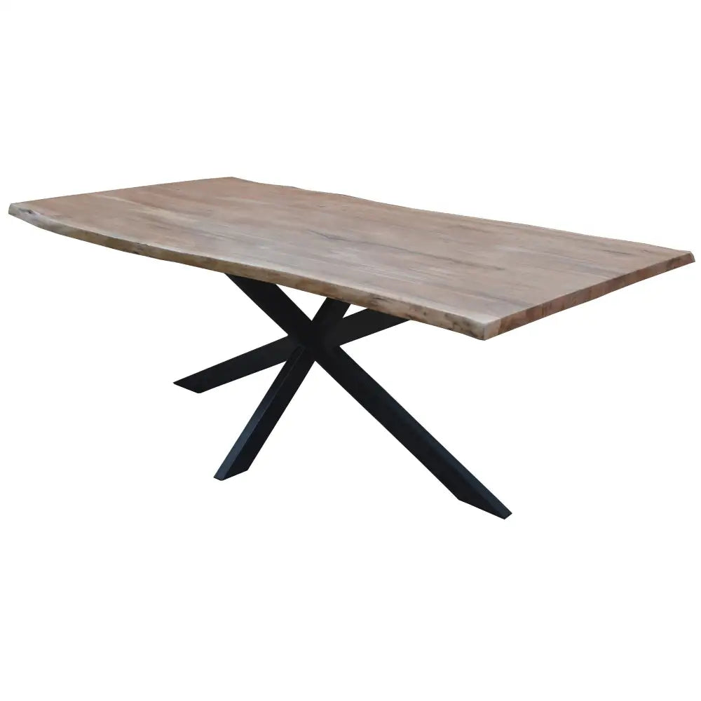 Lantana Dining Table 210cm Live Edge Solid Acacia Timber Wood Metal Leg -Natural - Furniture > Dining