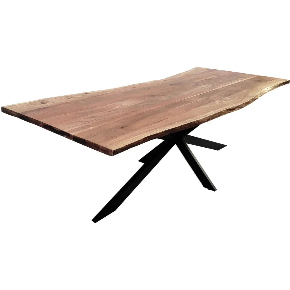 Lantana Dining Table 240cm Live Edge Solid Acacia Timber Wood Metal Leg -Natural - Furniture > Dining