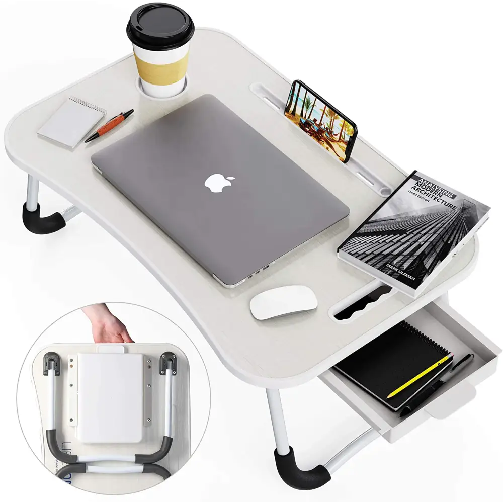 Laptop Bed Desk with Storage and foldable legs for Adults Kids & Home Office - Home & Garden > Home Office Accessories