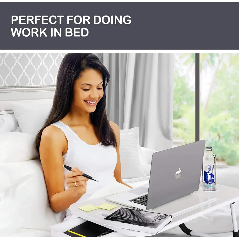 Laptop Bed Desk with Storage and foldable legs for Adults Kids & Home Office - Home & Garden > Home Office Accessories