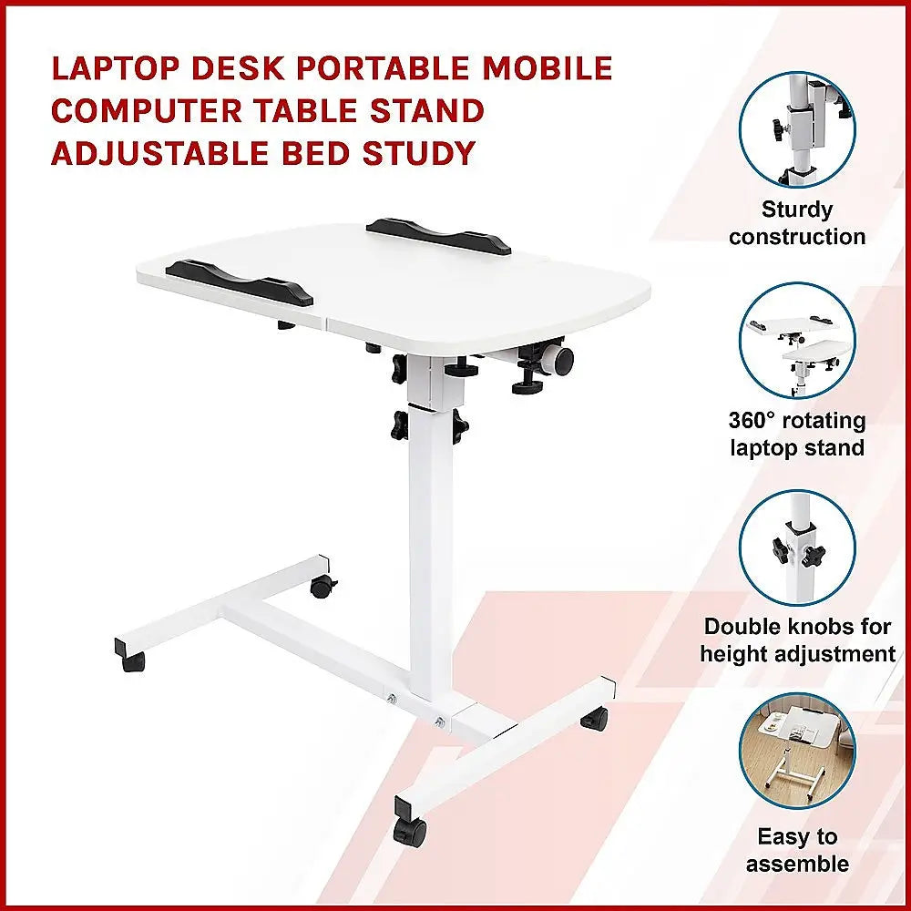 Laptop Desk Portable Mobile Computer Table Stand Adjustable Bed Study - Furniture > Office