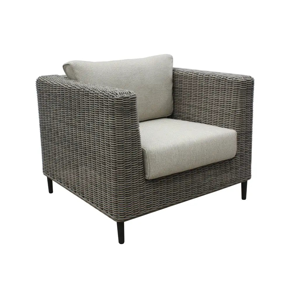Lara 1 Seater Outdoor Sofa Armchair Rattan Wicker Lounge Light Grey - Furniture > Outdoor