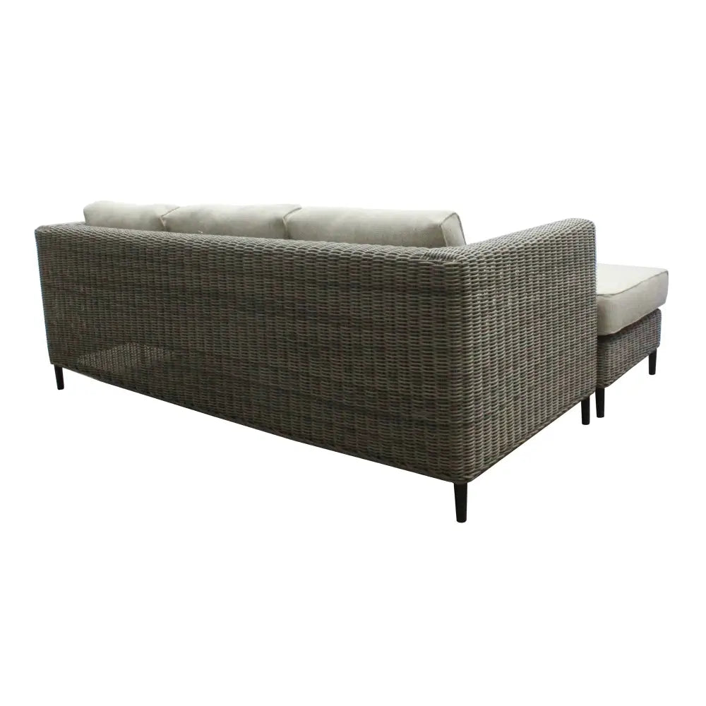 Lara 3 Seater Outdoor Sofa Rattan Reversible Chaise Lounge Light Grey - Furniture > Outdoor