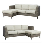 Lara 3 Seater Outdoor Sofa Rattan Reversible Chaise Lounge Light Grey - Furniture > Outdoor