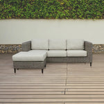 Lara 3 Seater Outdoor Sofa Rattan Reversible Chaise Lounge Light Grey - Furniture > Outdoor