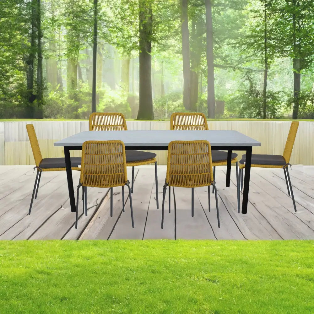 Lara 4pc Set Outdooor Rope Dining Chair Steel Frame Yellow - Furniture > Outdoor