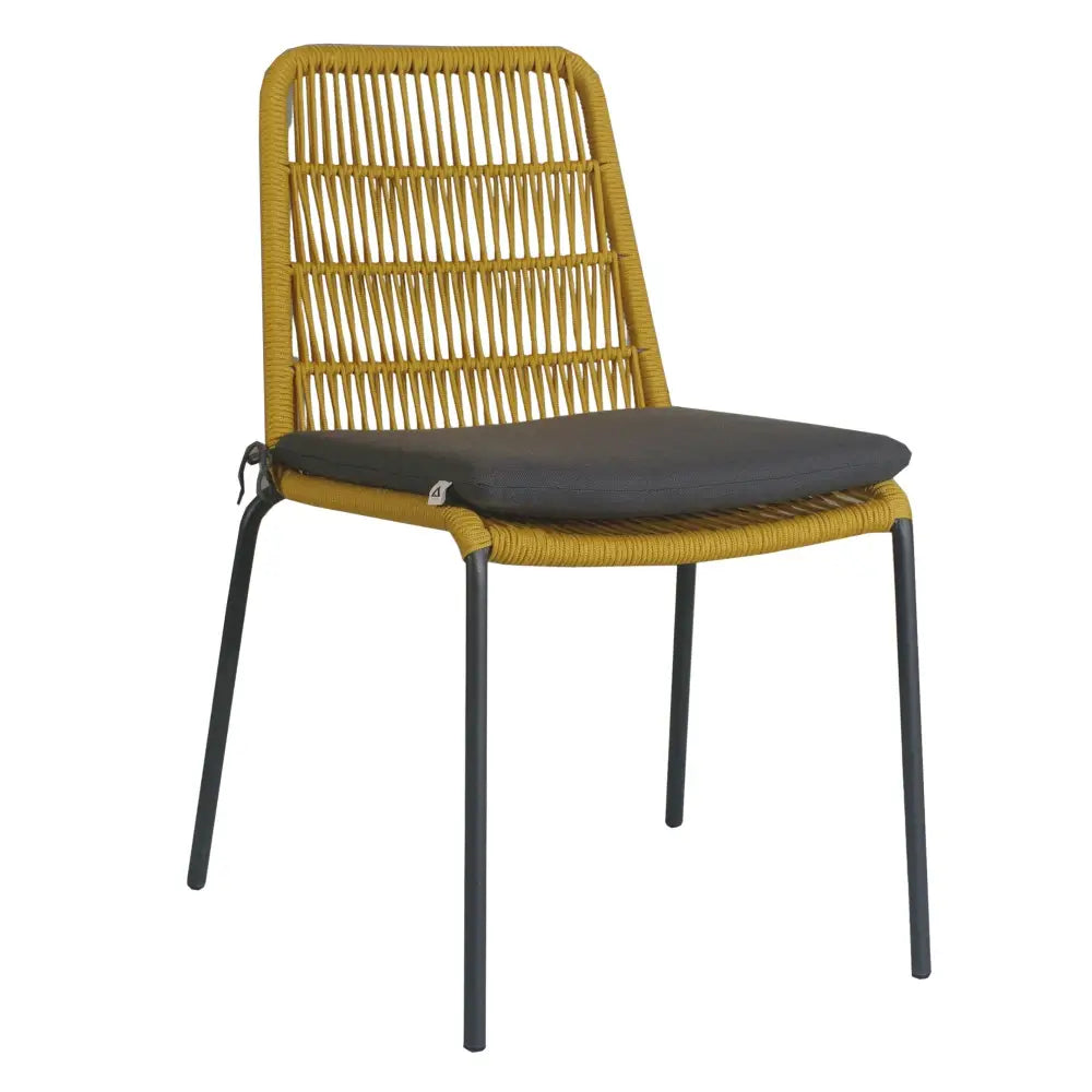 Lara 4pc Set Outdooor Rope Dining Chair Steel Frame Yellow - Furniture > Outdoor