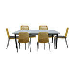 Lara 7pc Set 180cm Outdoor Dining Table 6 Chair Glass Concrete Top - Furniture > Outdoor