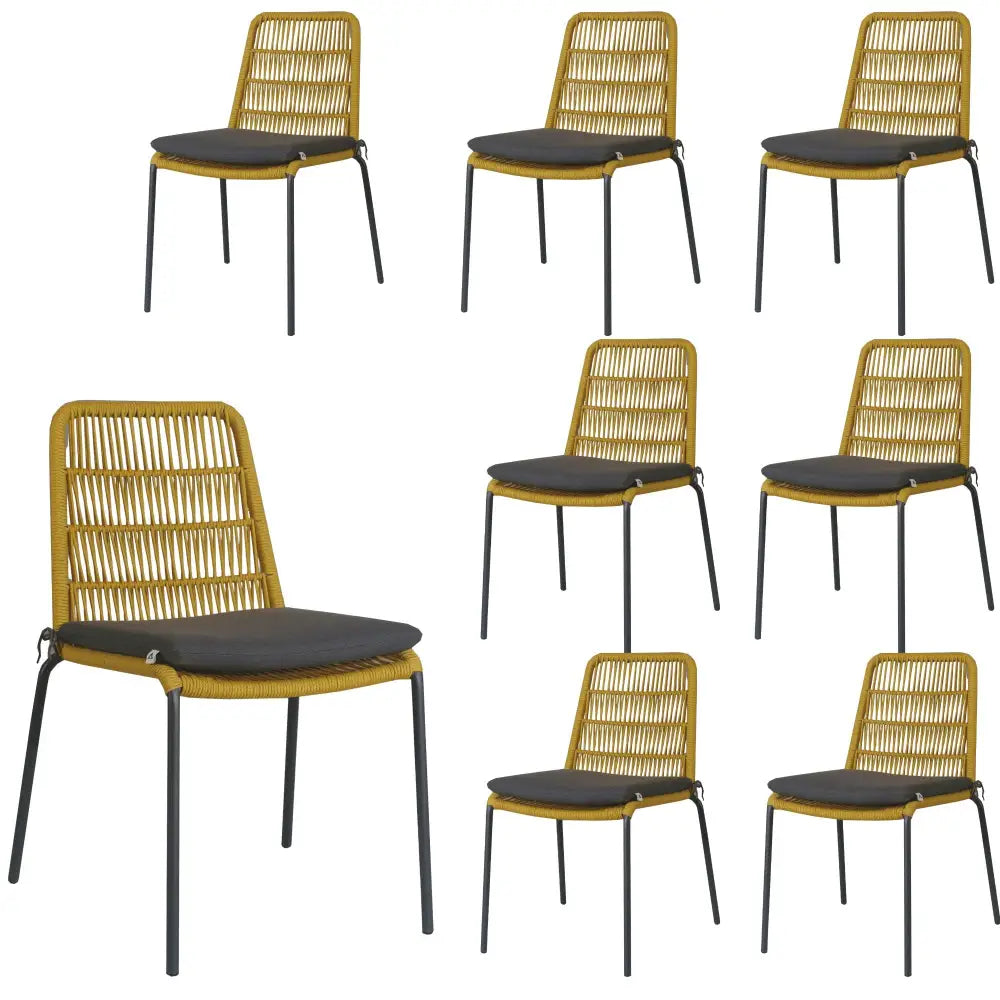 Lara 8pc Set Outdooor Rope Dining Chair Steel Frame Yellow - Furniture > Outdoor