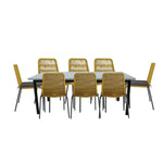 Lara 9pc Set 240cm Outdoor Dining Table 8 Chair Glass Concrete Top - Furniture > Outdoor