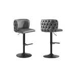 Lara Tufted Height Adjustable Swivel Bar Stools with Footrest - Dark Grey - Furniture > Bar Stools & Chairs > Table &