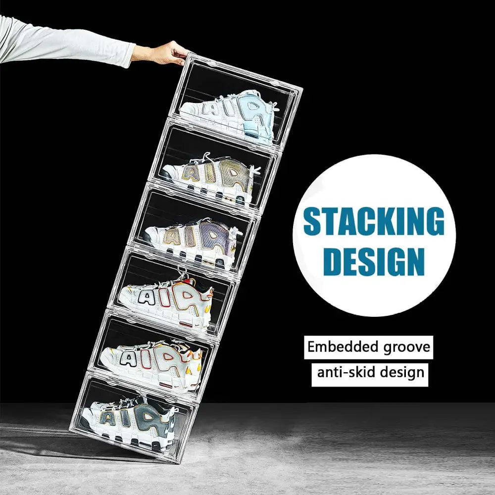 Large Acrylic Shoe Storage Box – Stackable Side Door Access Transparent Display Case - Home & Garden > Storage