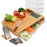 Large Bamboo Cutting Board and 4 Containers with Mobile Holder gift included for Home Kitchen - Appliances > Kitchen