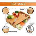 Large Bamboo Cutting Board and 4 Containers with Mobile Holder gift included for Home Kitchen - Appliances > Kitchen