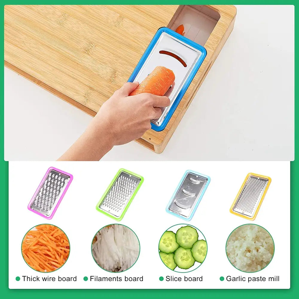 Large Bamboo Cutting Board and 4 Containers with Mobile Holder gift included for Home Kitchen - Appliances > Kitchen