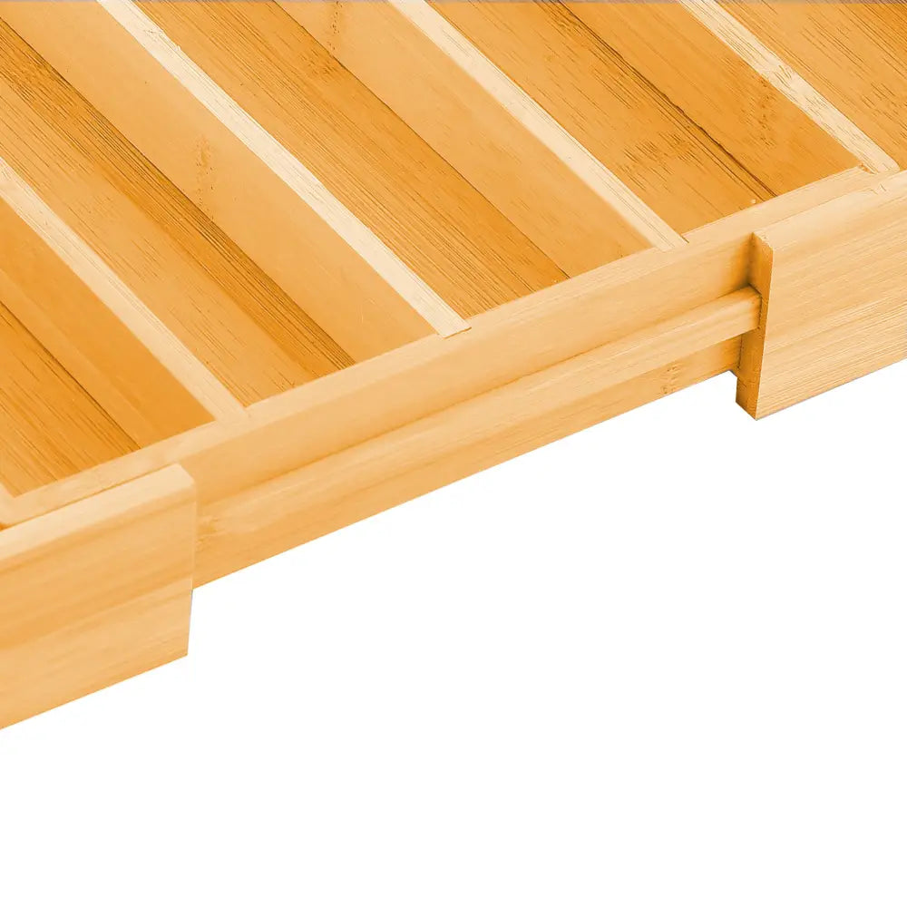 Large Capacity Bamboo Expandable Drawer Organizer with Knife Block Holder for Home Kitchen Utensils - Home & Garden >