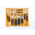 Large Capacity Bamboo Expandable Drawer Organizer with Knife Block Holder for Home Kitchen Utensils - Home & Garden >