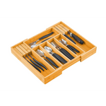 Large Capacity Bamboo Expandable Drawer Organizer with Knife Block Holder for Home Kitchen Utensils - Home & Garden >