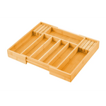 Large Capacity Bamboo Expandable Drawer Organizer with Knife Block Holder for Home Kitchen Utensils - Home & Garden >