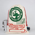 Large Christmas XMAS Hessian Santa Sack Stocking Bag Reindeer Children Gifts Bag Cream - Reindeer Overnight - Occasions