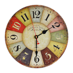 Large Colourful Wall Clock Kitchen Office Retro Timepiece - Home & Garden > Decor