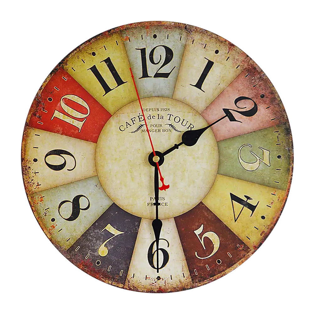 Large Colourful Wall Clock Kitchen Office Retro Timepiece - Home & Garden > Decor