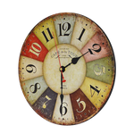 Large Colourful Wall Clock Kitchen Office Retro Timepiece - Home & Garden > Decor