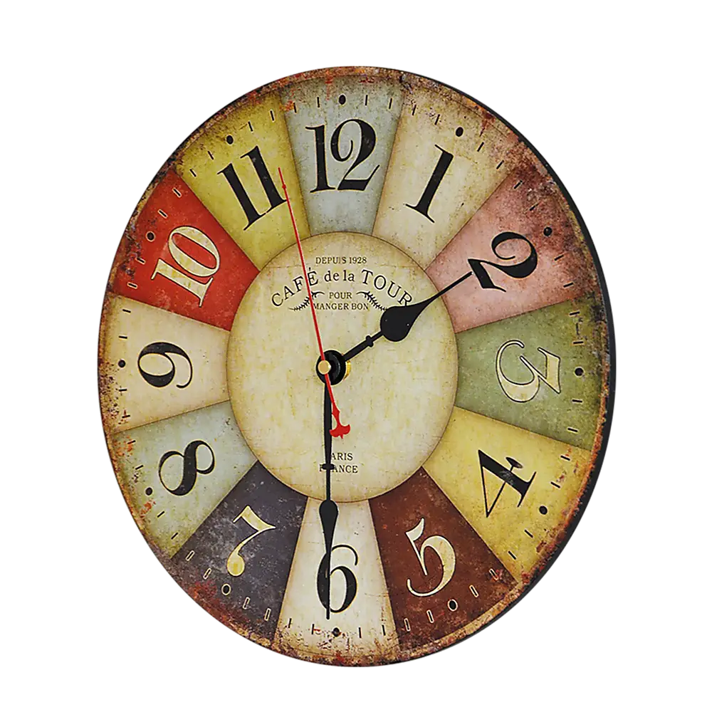 Large Colourful Wall Clock Kitchen Office Retro Timepiece - Home & Garden > Decor