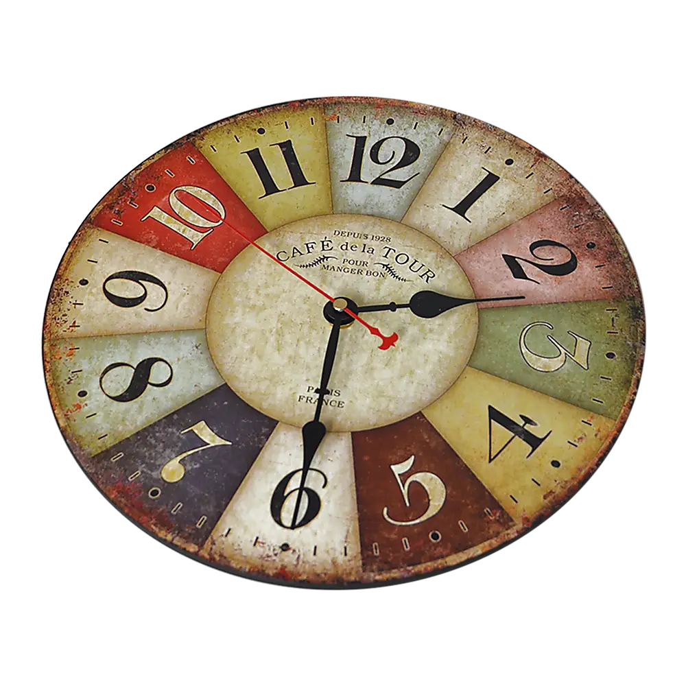 Large Colourful Wall Clock Kitchen Office Retro Timepiece - Home & Garden > Decor