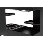 Large Contemporary Black Gold Drinks Trolley Bar Cart with Marble Top and Stemware Rack - Furniture > Living Room