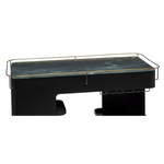 Large Contemporary Black Gold Drinks Trolley Bar Cart with Marble Top and Stemware Rack - Furniture > Living Room