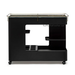 Large Contemporary Black Gold Drinks Trolley Bar Cart with Marble Top and Stemware Rack - Furniture > Living Room