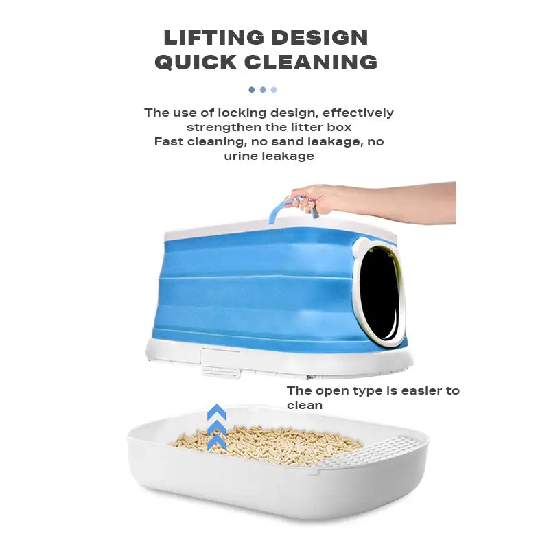 Large Foldable Cat Litter Box Plastic Toilet Easy Cleaning - Pet Care > Cat Supplies > Cat Litter